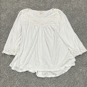 Style & Co. White Crochet Trim Blouse